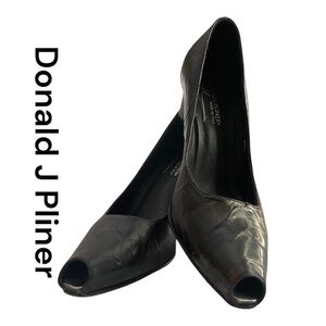 Croc Embossed Peep-Toe Heels